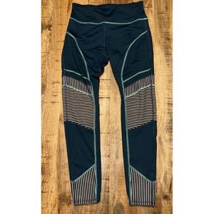 FILA Sport Leggings Yoga Exercise Workout Pants Teal Black & White Leg Design